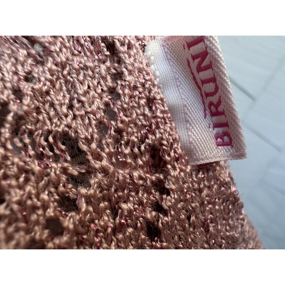Biruni Retro Pink Lace Knit Cardigan Pearl‎ Detail Short Sleeve Small - Picture 7 of 10